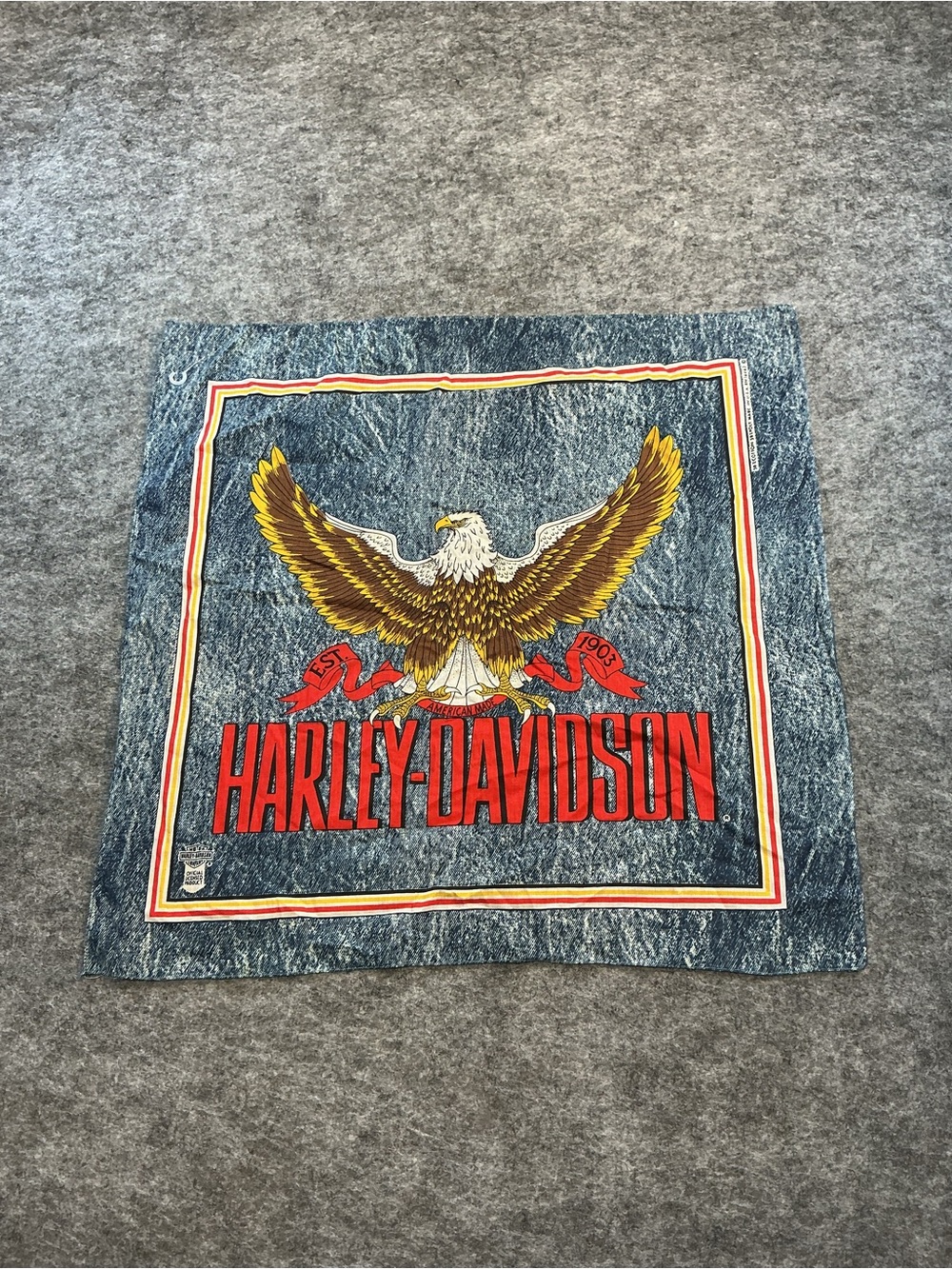 Harley-Davidson Men's Graphic Pocket Square - Blue with Red Logo